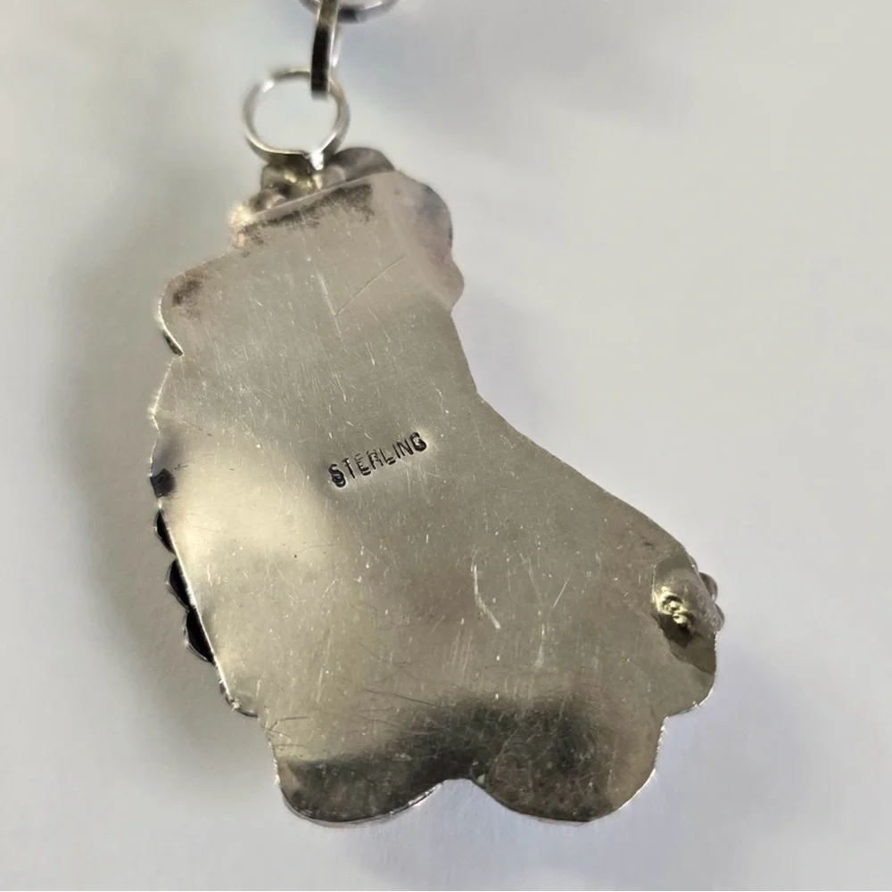 Sterling Silver 925 and Turquoise Floral Squash Blossom Necklace - Picture 14 of 16